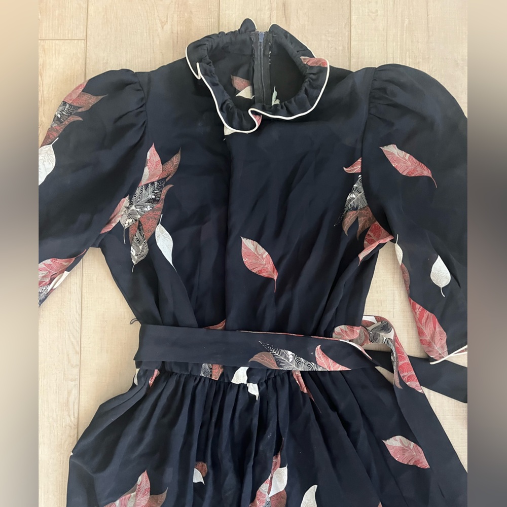 Vintage 1970s Sheer Black Feather  Dress 70s Patty O’Neil - Picture 5 of 6